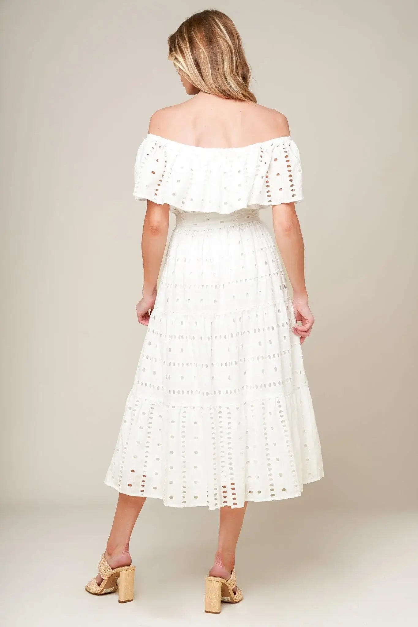 CATCHING MY BREATH EYELET MIDI DRESS - Flying Tomato - Flyclothing LLC