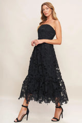 CAREFREE NIGHTS BLACK LACE MIDI DRESS - Flying Tomato - Flyclothing LLC