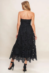 CAREFREE NIGHTS BLACK LACE MIDI DRESS - Flying Tomato - Flyclothing LLC