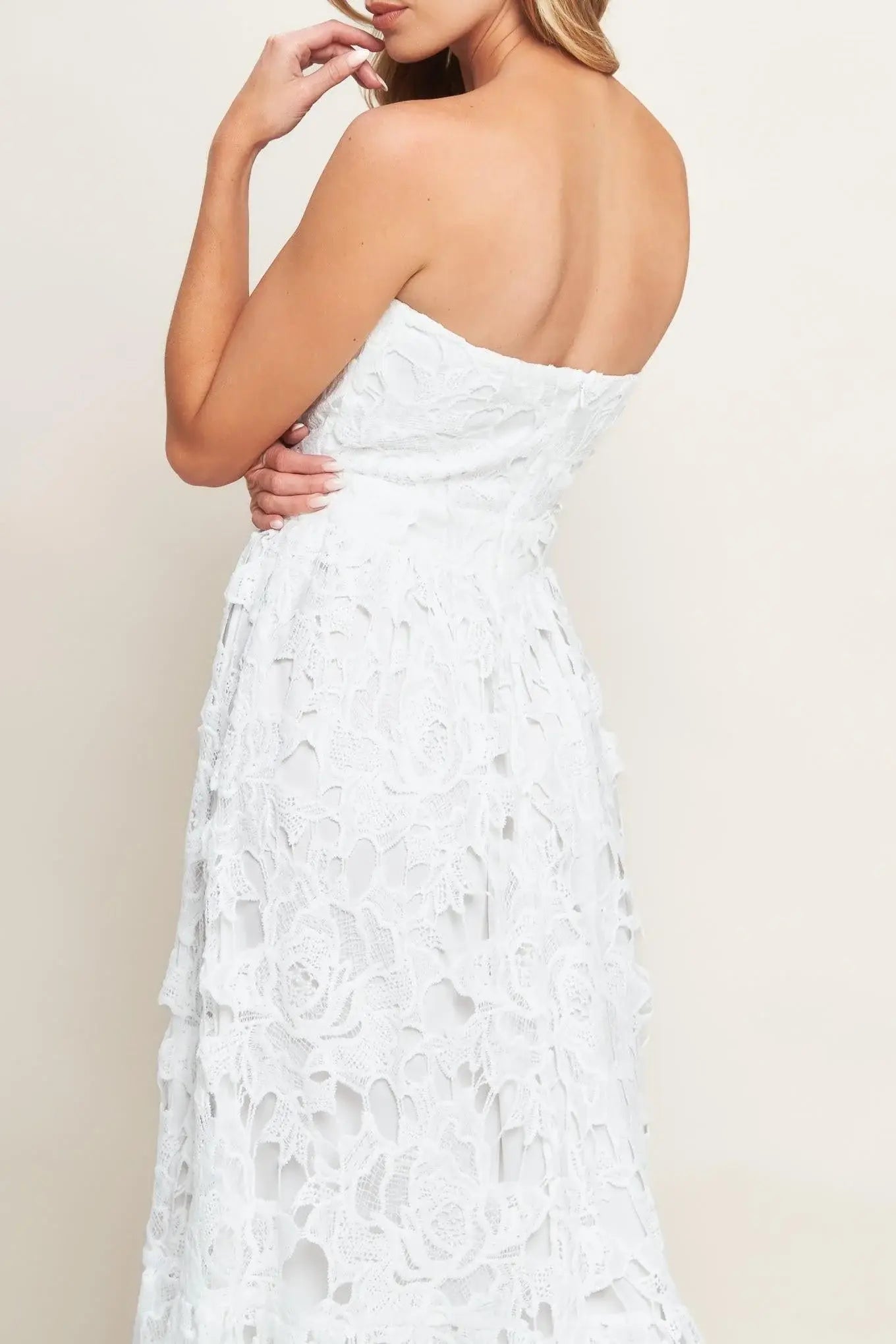 CAREFREE NIGHTS LACE OFF WHITE MIDI DRESS - Flying Tomato - Flyclothing LLC