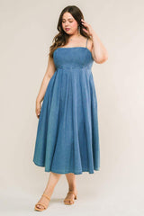 CAPTIVATING HEART DENIM MIDI DRESS - Flying Tomato - Flyclothing LLC