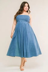 CAPTIVATING HEART DENIM MIDI DRESS - Flying Tomato - Flyclothing LLC