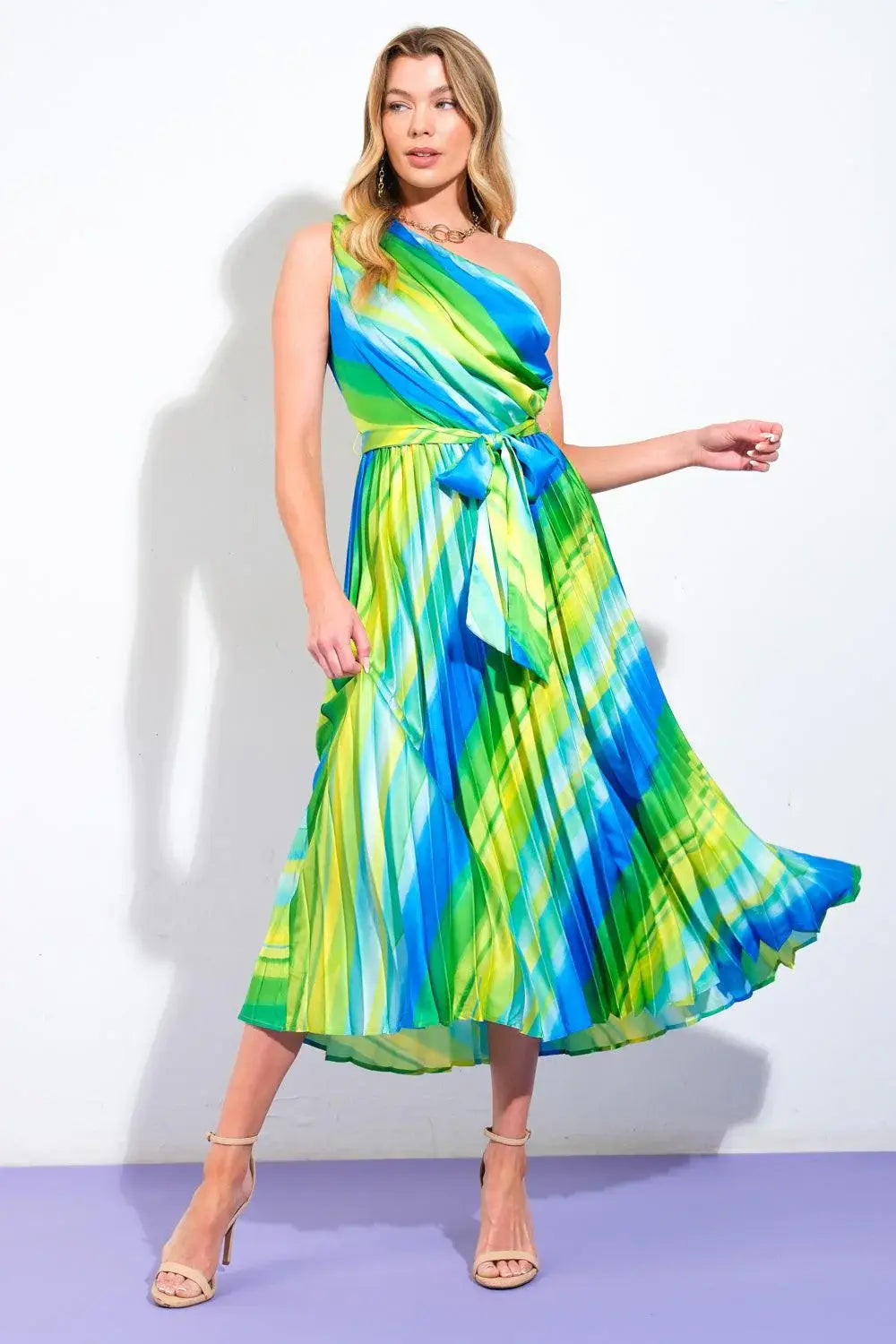 EXUBERANT ELEGANCE WOVEN MIDI DRESS - Flying Tomato - Flyclothing LLC