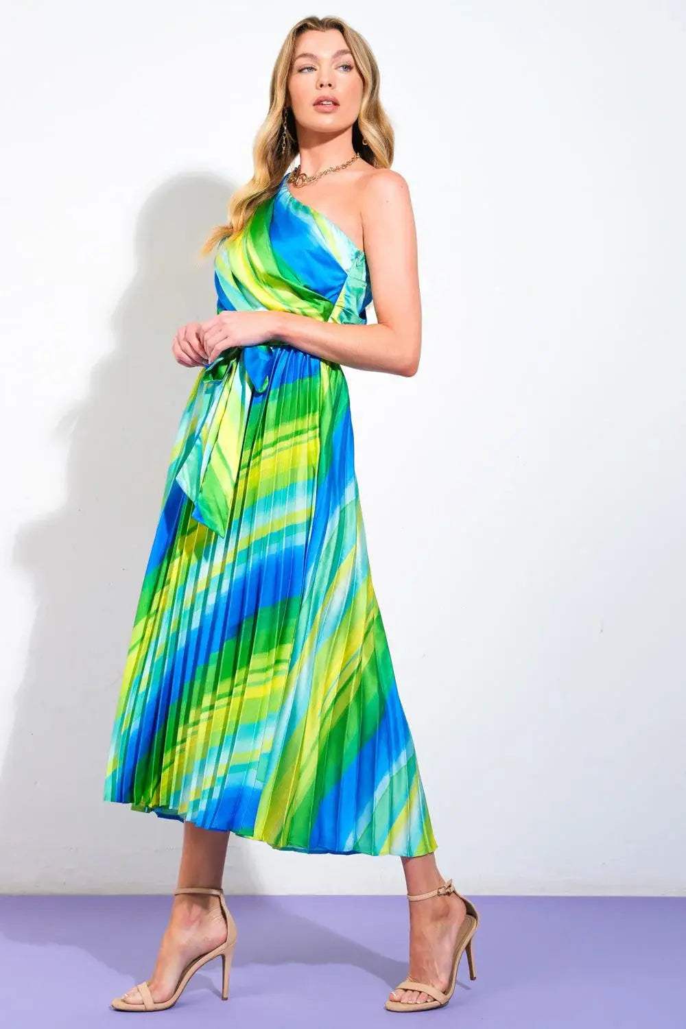 EXUBERANT ELEGANCE WOVEN MIDI DRESS - Flying Tomato - Flyclothing LLC