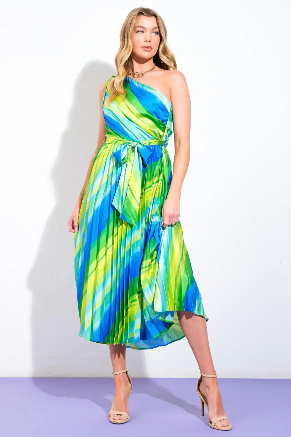 EXUBERANT ELEGANCE WOVEN MIDI DRESS - Flying Tomato - Flyclothing LLC