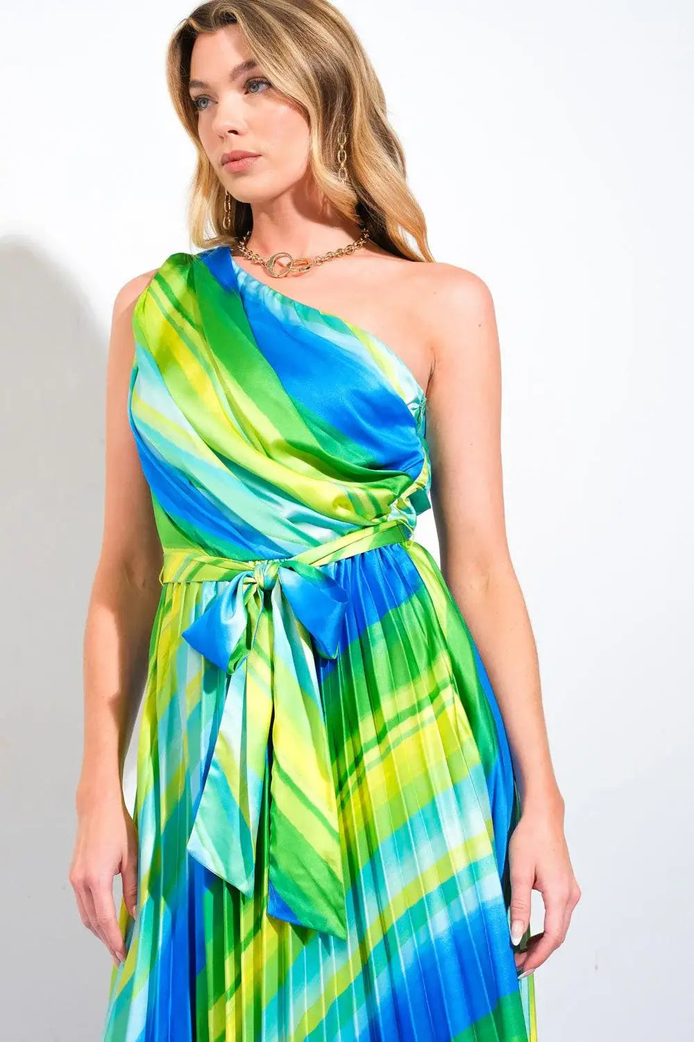EXUBERANT ELEGANCE WOVEN MIDI DRESS - Flying Tomato - Flyclothing LLC