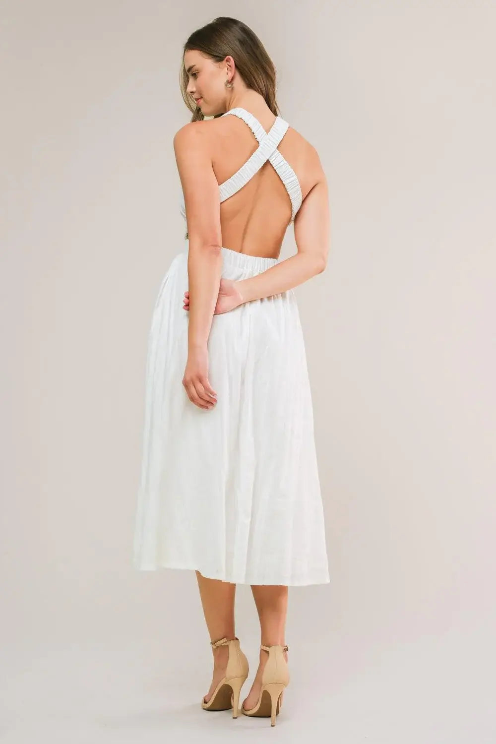 ADMIRED FROM AFAR WOVEN MIDI DRESS - Flying Tomato - Flyclothing LLC