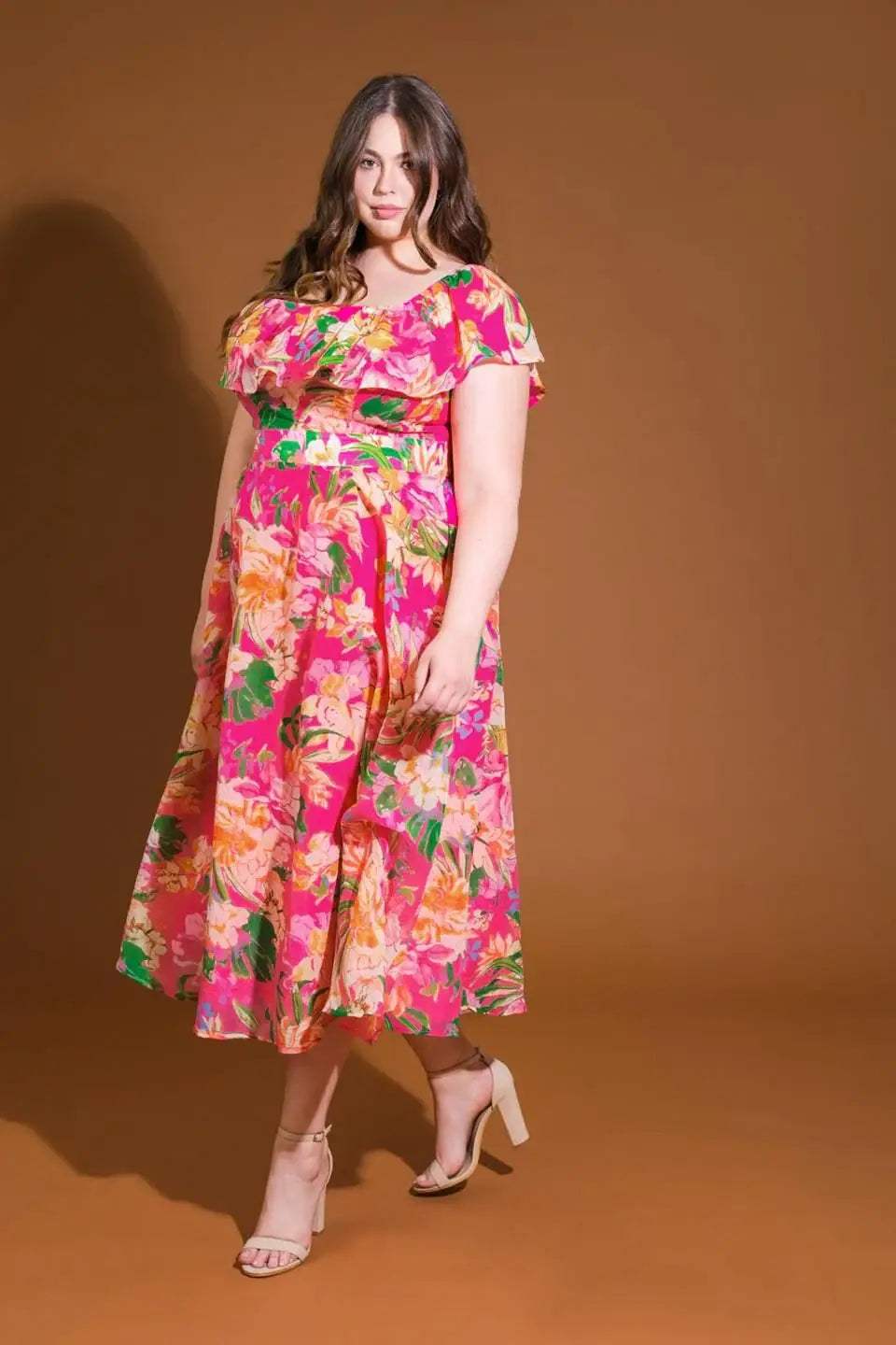 HAPPIEST HERE WOVEN MIDI DRESS - Flying Tomato - Flyclothing LLC