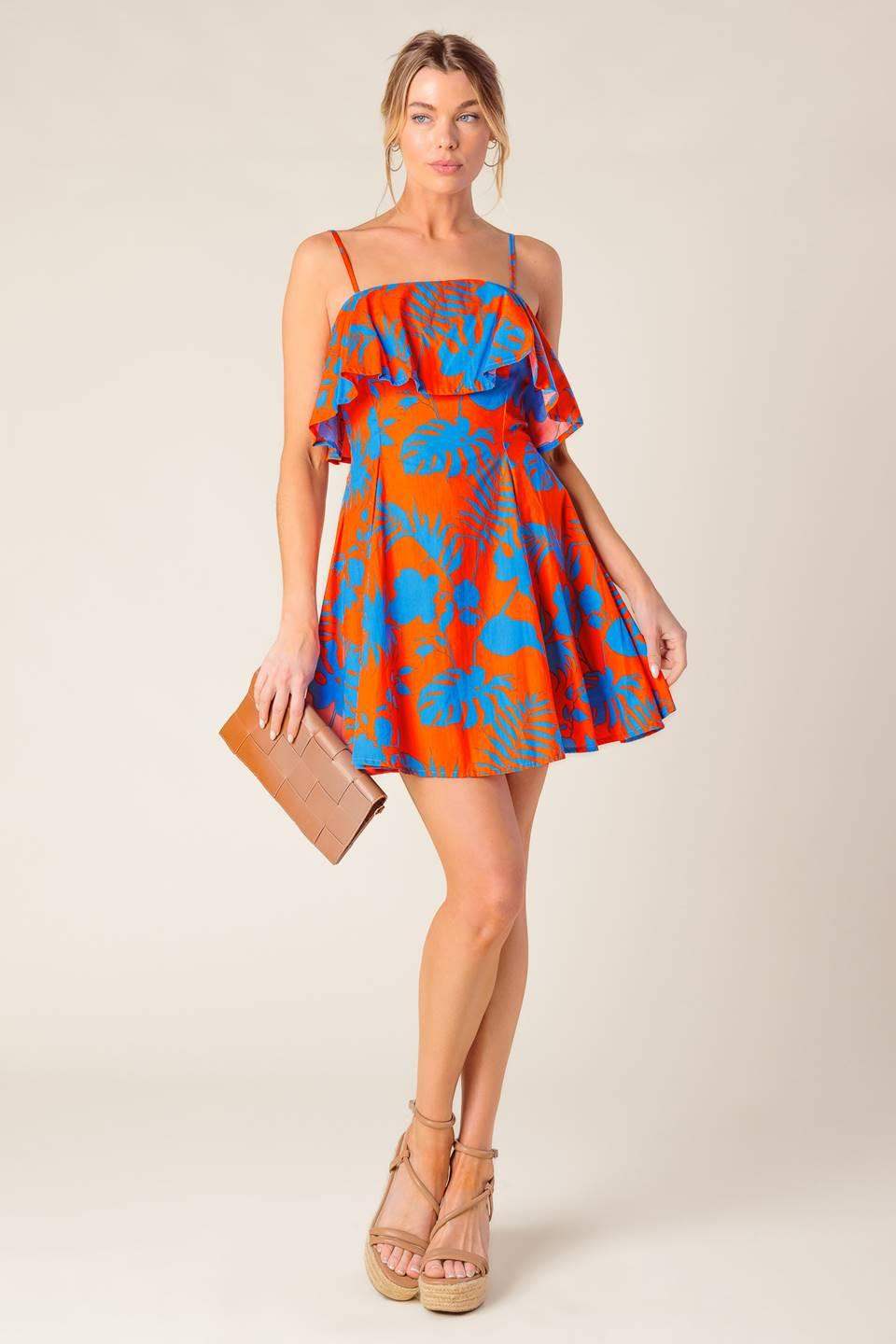 STOPPING TIME ORANGE WOVEN MINI DRESS - Flying Tomato - Flyclothing LLC
