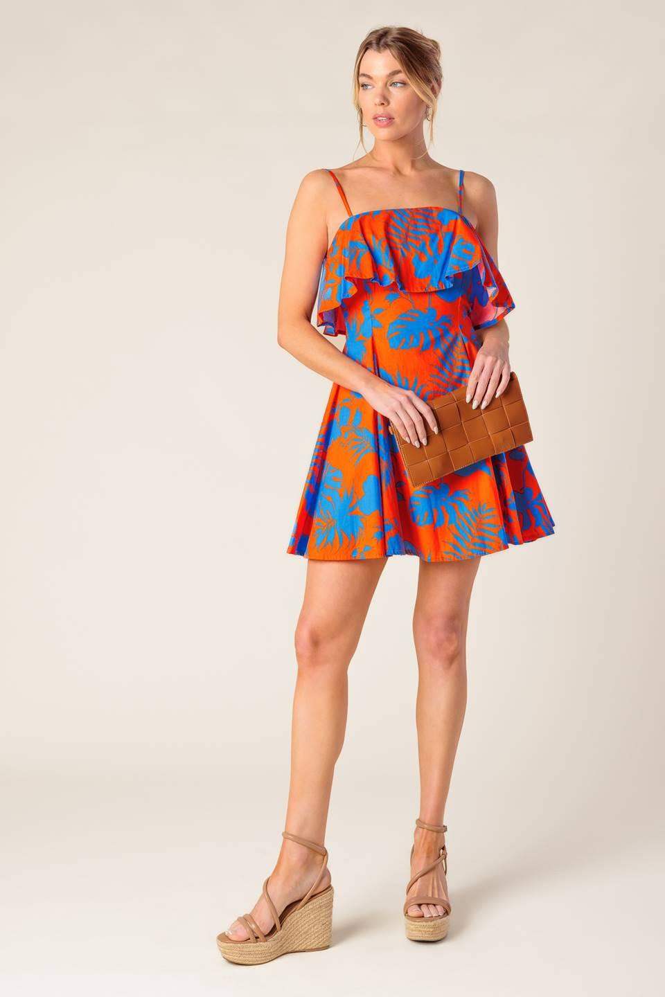 STOPPING TIME ORANGE WOVEN MINI DRESS - Flying Tomato - Flyclothing LLC