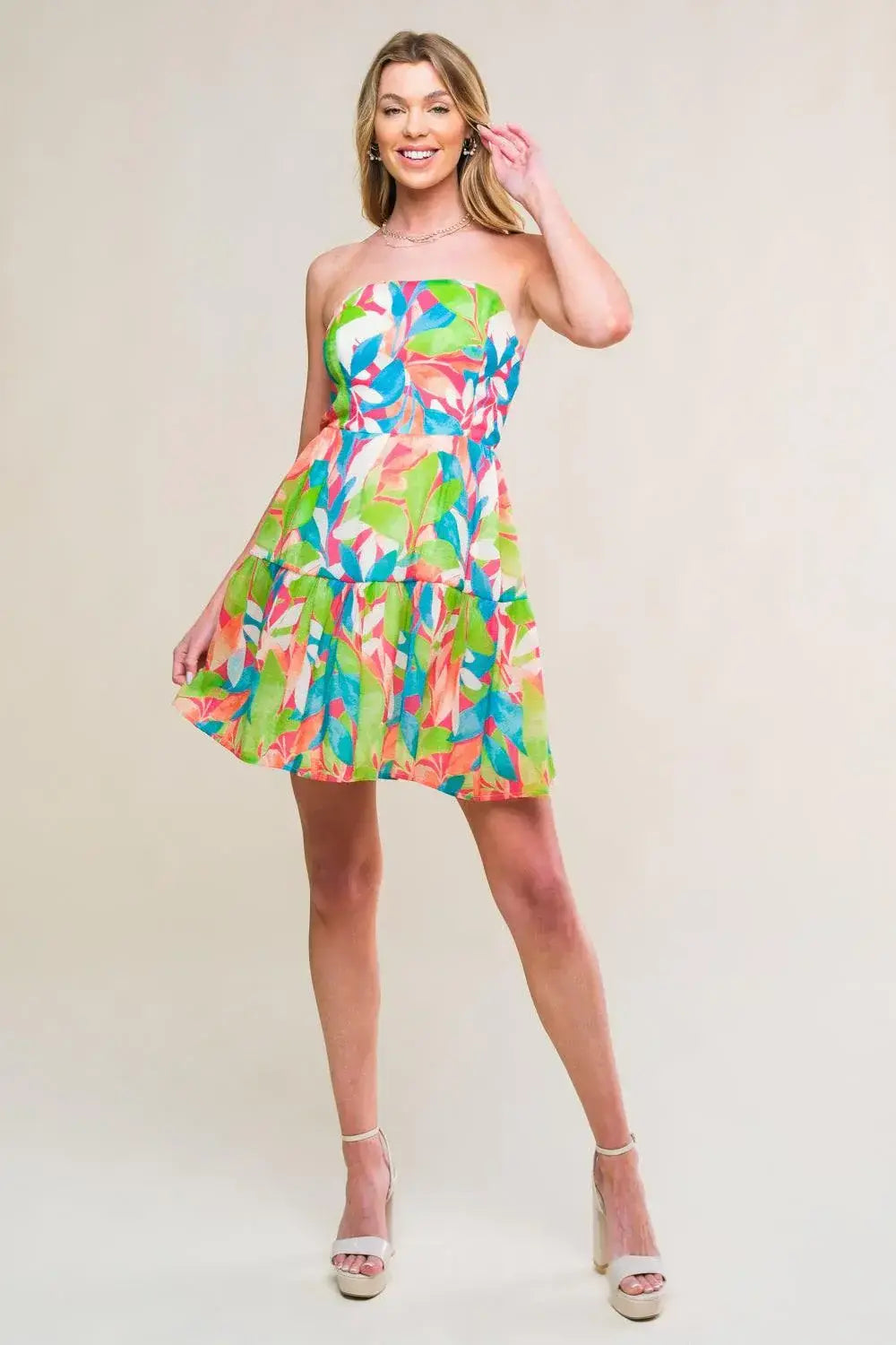 PRISTINE PRESENCE WOVEN MINI DRESS - Flying Tomato - Flyclothing LLC