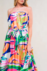 SUMMERY INCLINATION WOVEN MIDI DRESS - Flying Tomato - Flyclothing LLC