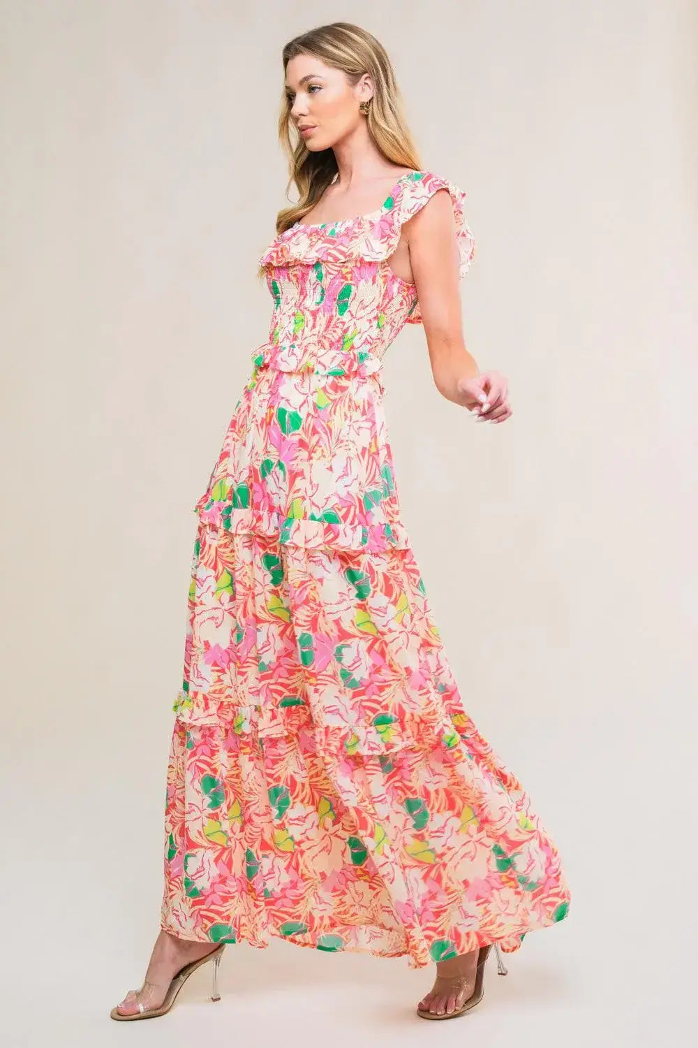 RELAXED CHARM WOVEN MIDI DRESS - Flying Tomato - Flyclothing LLC