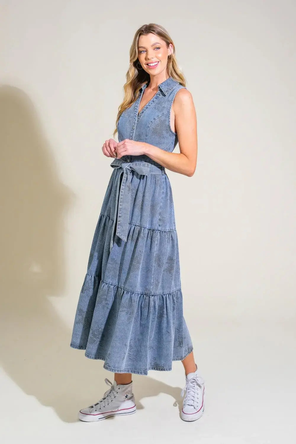 LIFE’S PATHWAYS DENIM SHIRT DRESS - Flying Tomato - Flyclothing LLC