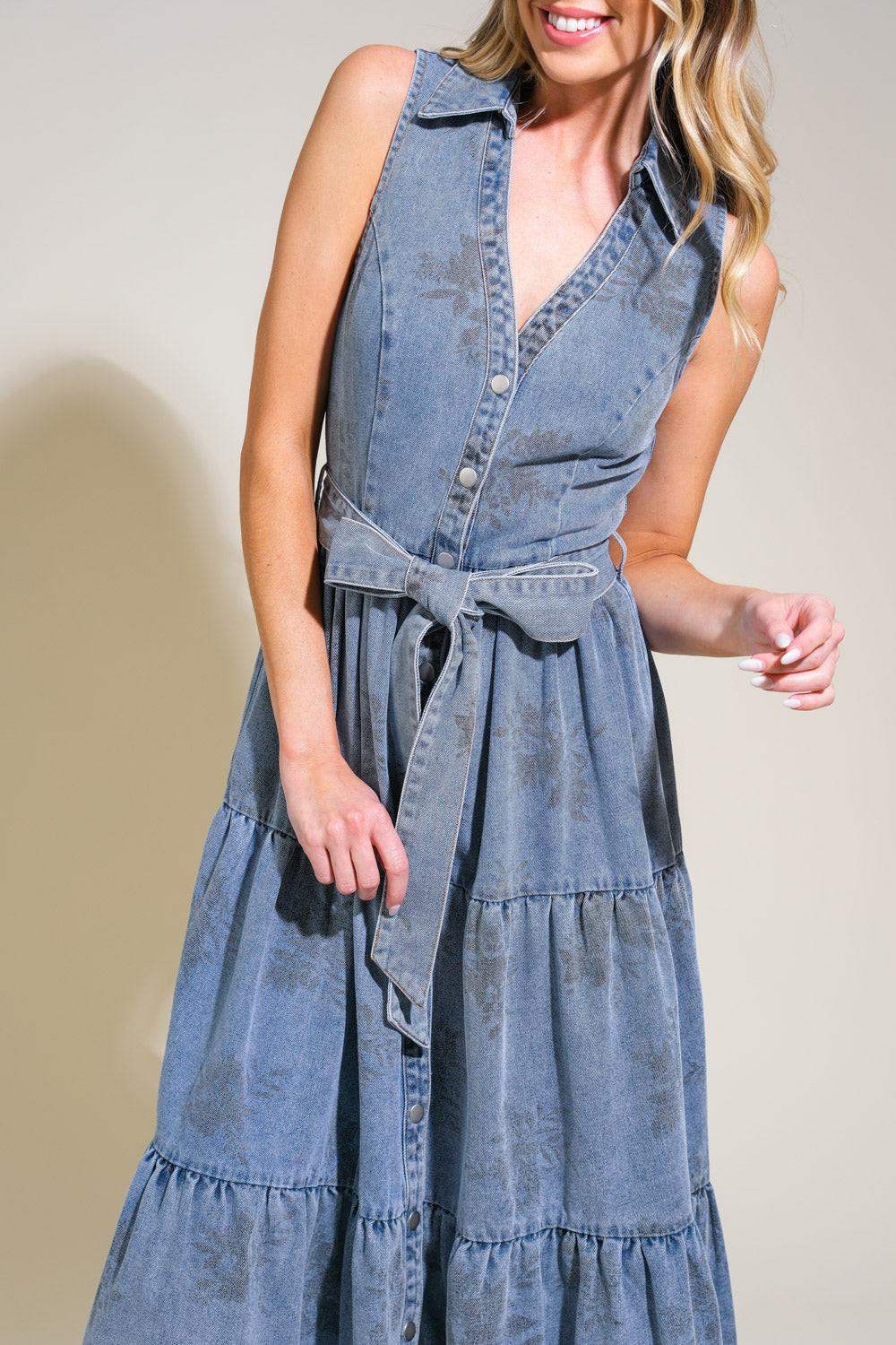 LIFE’S PATHWAYS DENIM SHIRT DRESS - Flying Tomato - Flyclothing LLC