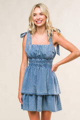ALONG THE SHORELINE DENIM MINI DRESS - Flying Tomato - Flyclothing LLC