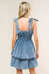 ALONG THE SHORELINE DENIM MINI DRESS - Flying Tomato - Flyclothing LLC