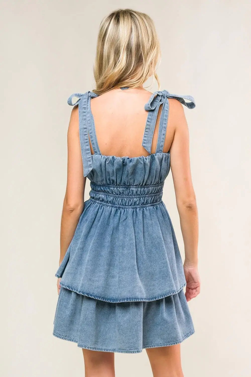 ALONG THE SHORELINE DENIM MINI DRESS - Flying Tomato - Flyclothing LLC