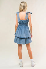 ALONG THE SHORELINE DENIM MINI DRESS - Flying Tomato - Flyclothing LLC