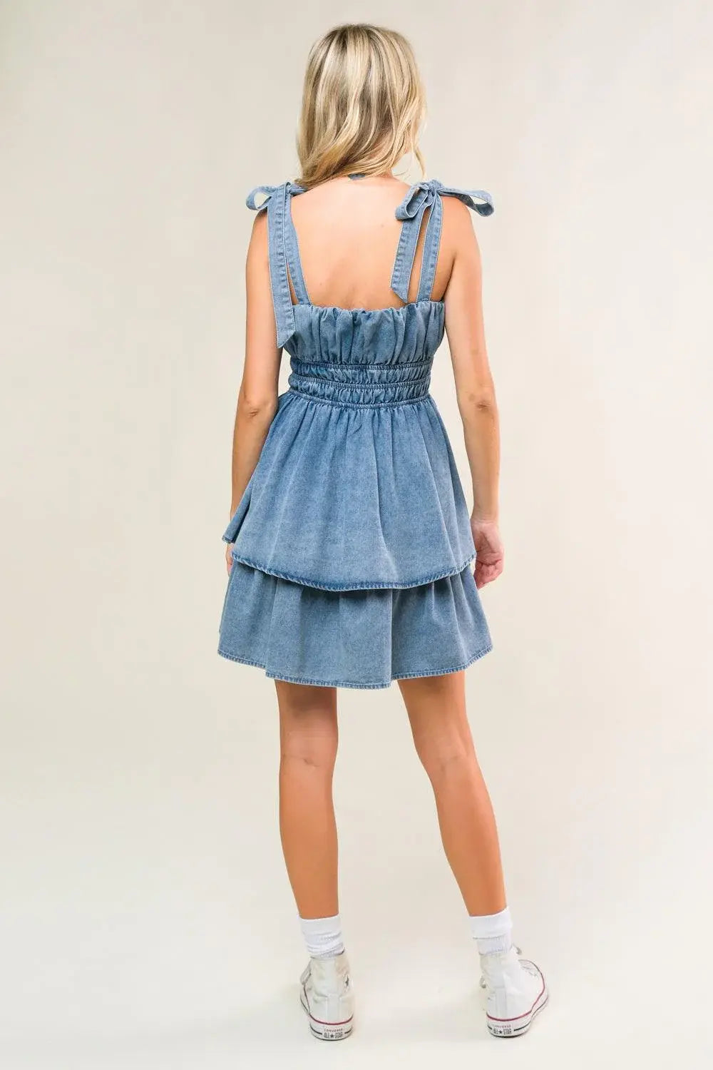 ALONG THE SHORELINE DENIM MINI DRESS - Flying Tomato - Flyclothing LLC