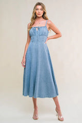 GORGEOUS ADORNMENT DENIM MINI DRESS - Flying Tomato - Flyclothing LLC