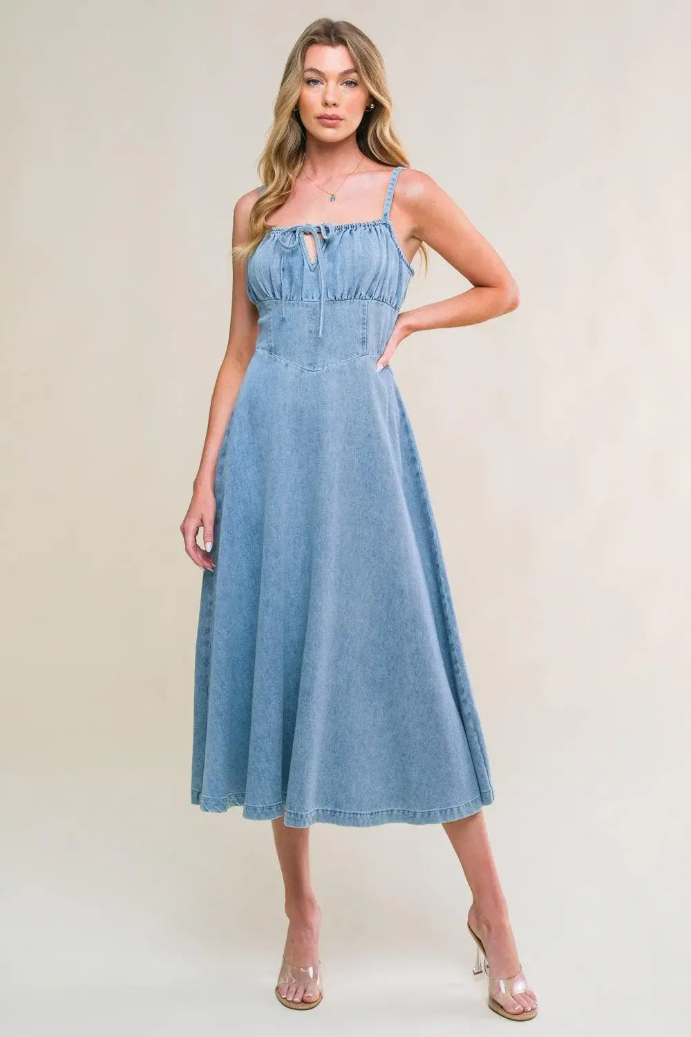 GORGEOUS ADORNMENT DENIM MINI DRESS - Flying Tomato - Flyclothing LLC