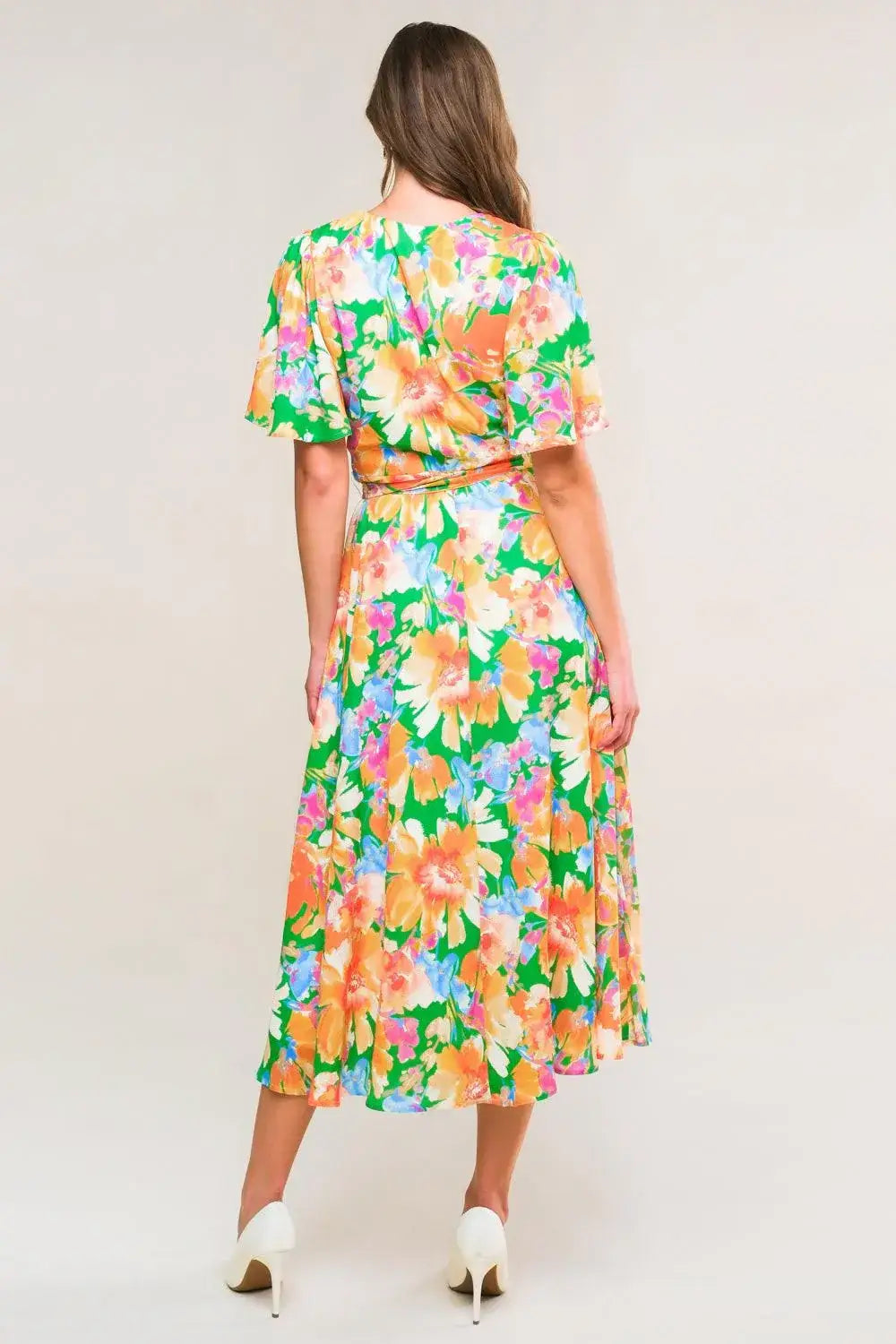 EFFERVESCENT LOVE TRUE WRAP MIDI DRESS - Flying Tomato - Flyclothing LLC