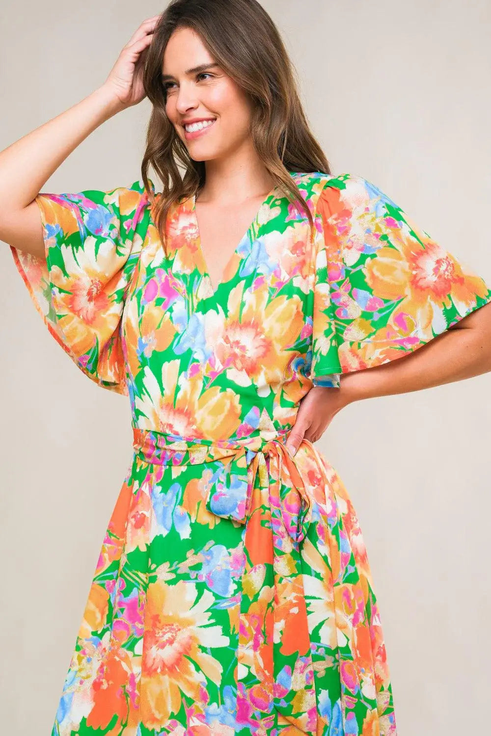 EFFERVESCENT LOVE TRUE WRAP MIDI DRESS - Flying Tomato - Flyclothing LLC