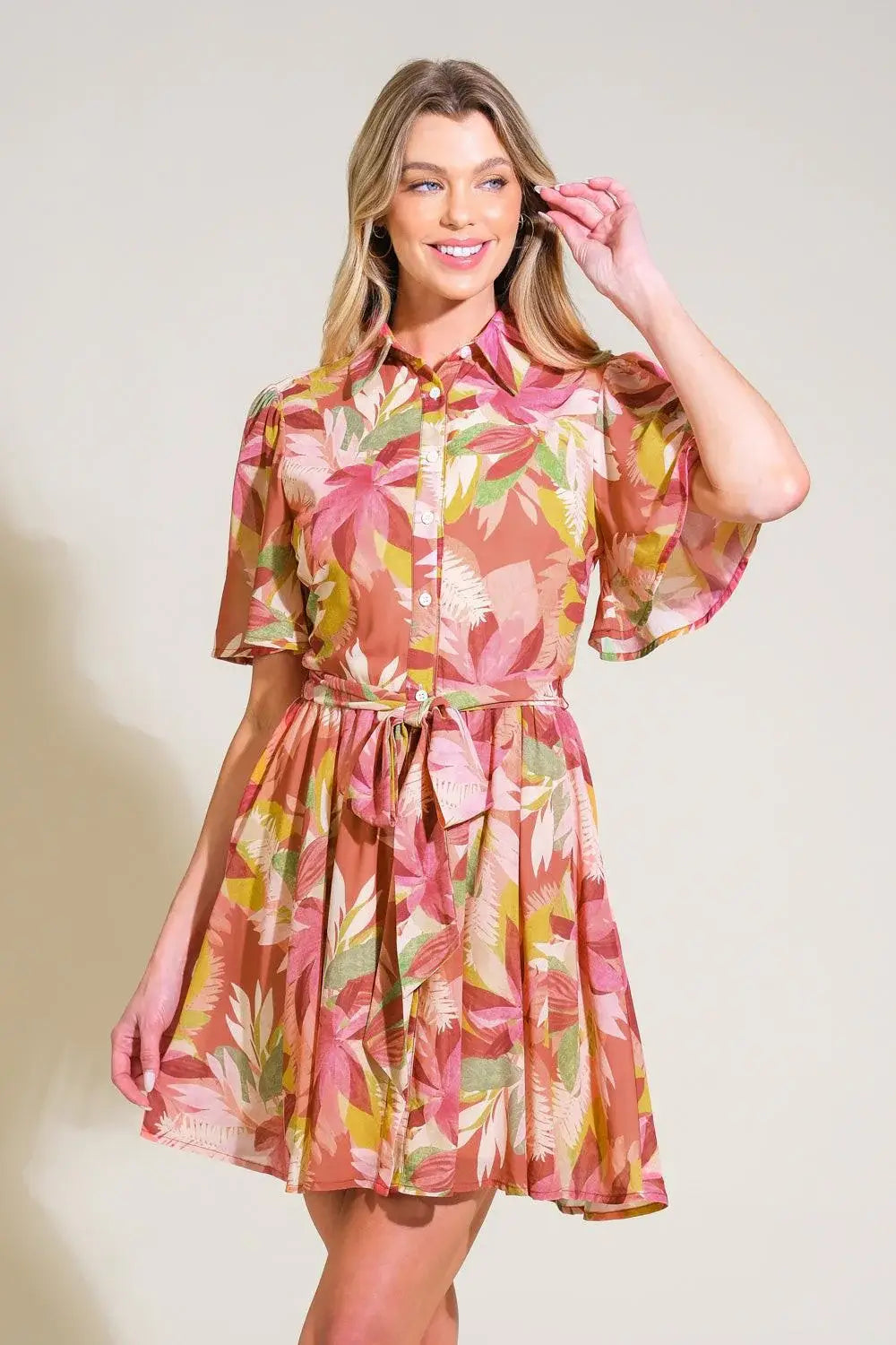 WHIMSICAL WAVES WOVEN MINI DRESS - Flying Tomato - Flyclothing LLC