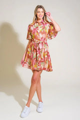 WHIMSICAL WAVES WOVEN MINI DRESS - Flying Tomato - Flyclothing LLC