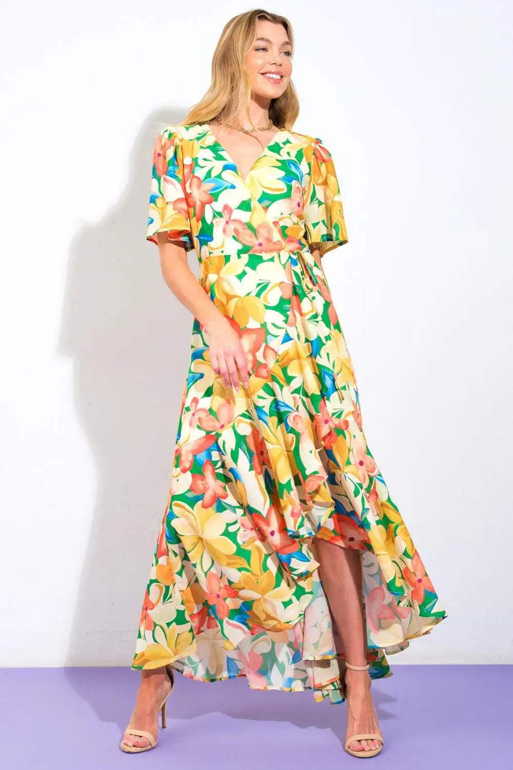 ELABORATE CHARM WOVEN HI-LO DRESS - Flying Tomato - Flyclothing LLC