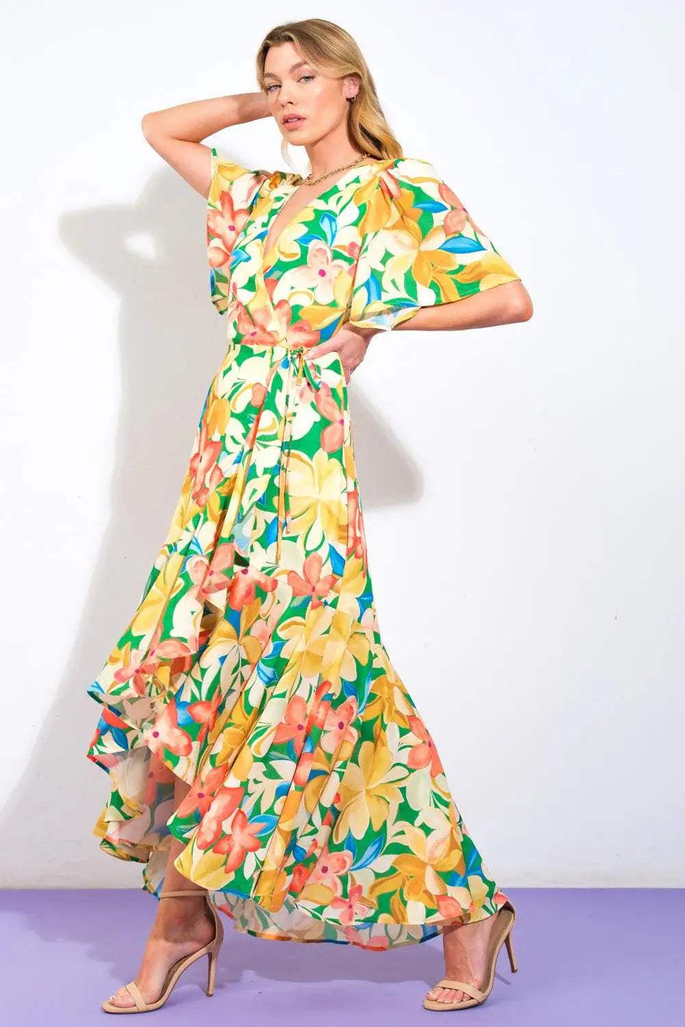 ELABORATE CHARM WOVEN HI-LO DRESS - Flying Tomato - Flyclothing LLC