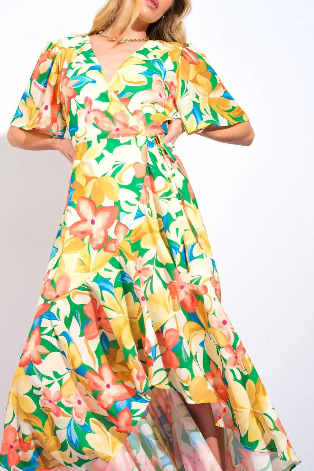 ELABORATE CHARM WOVEN HI-LO DRESS - Flying Tomato - Flyclothing LLC