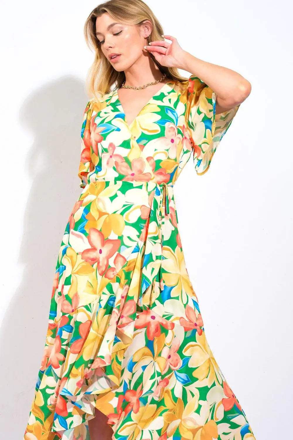 ELABORATE CHARM WOVEN HI-LO DRESS - Flying Tomato - Flyclothing LLC