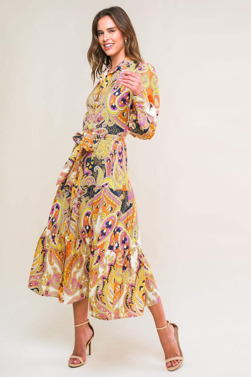 AESTHETIC POSE WOVEN MIDI DRESS - Flying Tomato - Flyclothing LLC