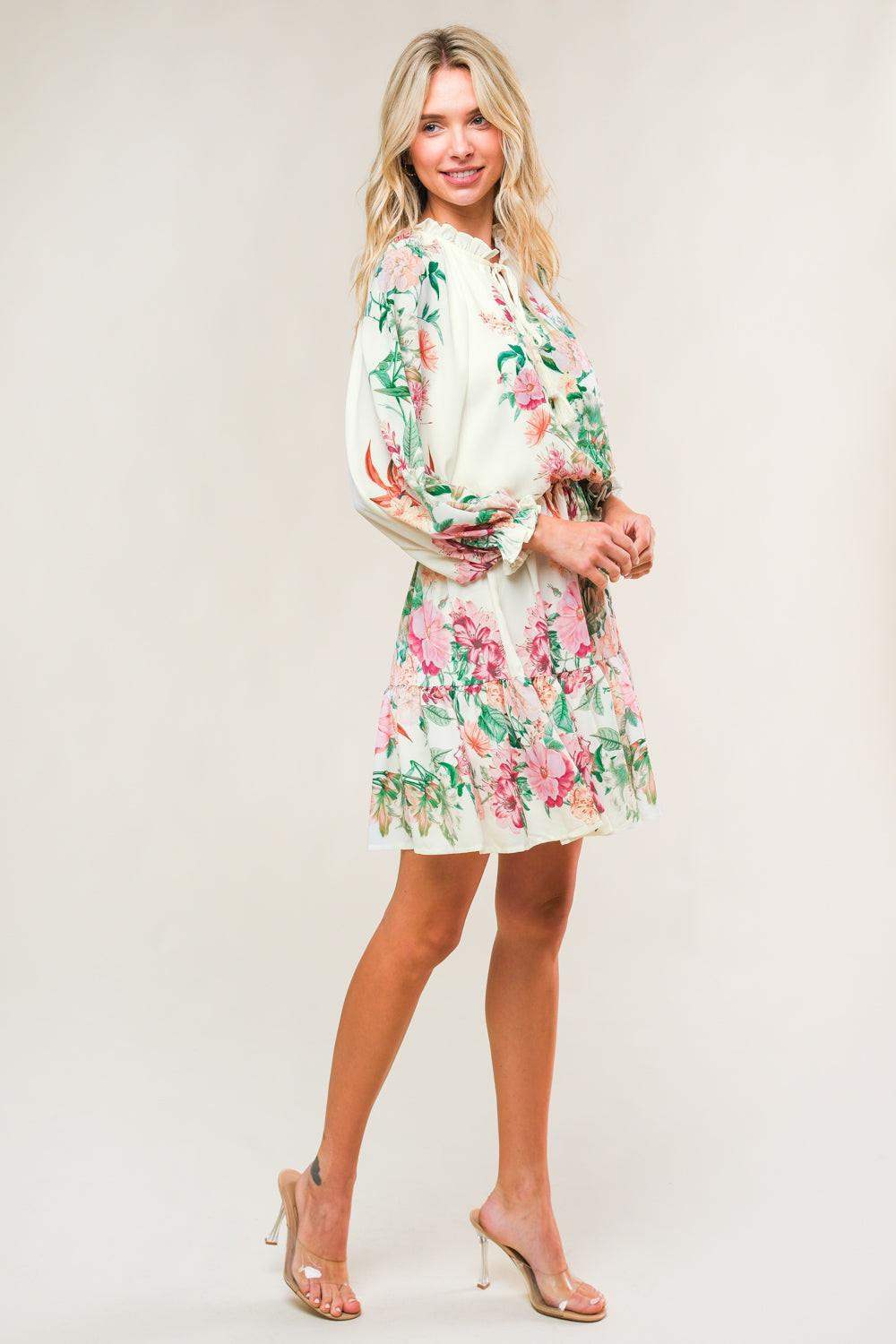 HAPPIEST HERE WOVEN MINI DRESS - Flying Tomato - Flyclothing LLC