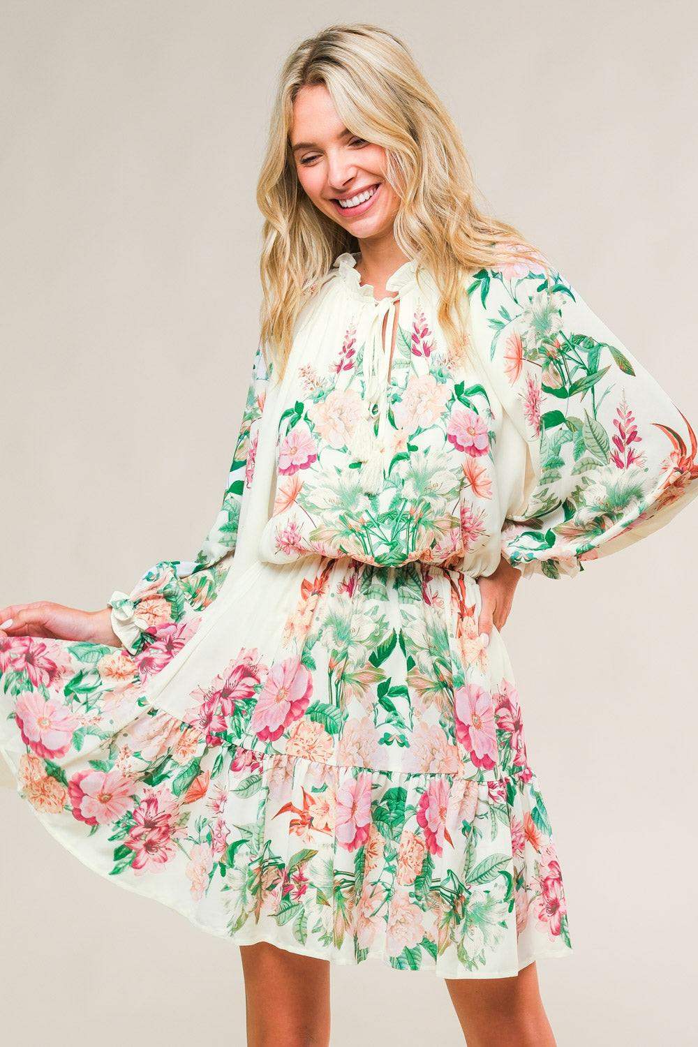 HAPPIEST HERE WOVEN MINI DRESS - Flying Tomato - Flyclothing LLC