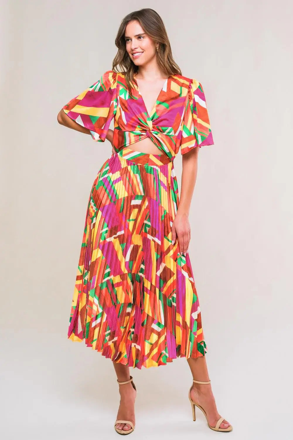 IRRESISTIBLE FUN WOVEN MIDI DRESS - Flying Tomato - Flyclothing LLC