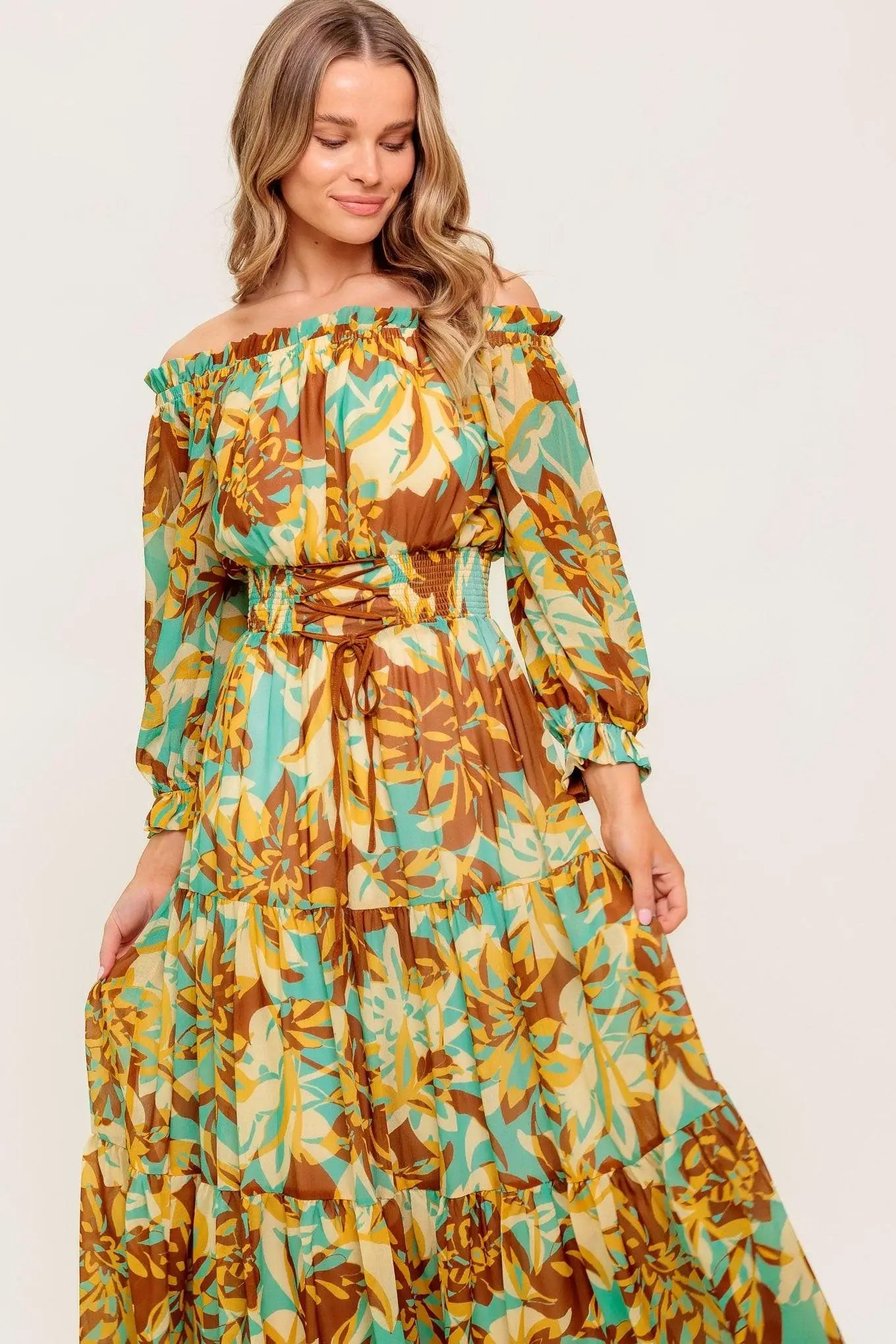 THENA SECRET GARDEN WOVEN MIDI DRESS - Flying Tomato - Flyclothing LLC