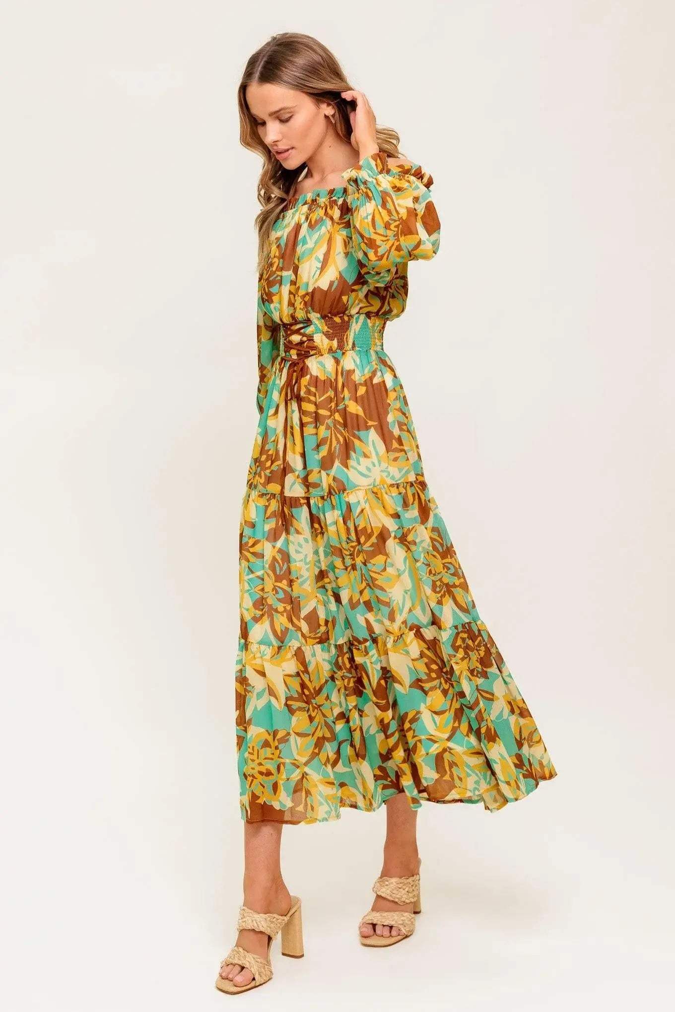 THENA SECRET GARDEN WOVEN MIDI DRESS - Flying Tomato - Flyclothing LLC
