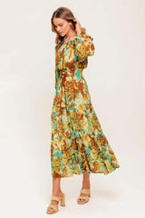 THENA SECRET GARDEN WOVEN MIDI DRESS - Flying Tomato - Flyclothing LLC