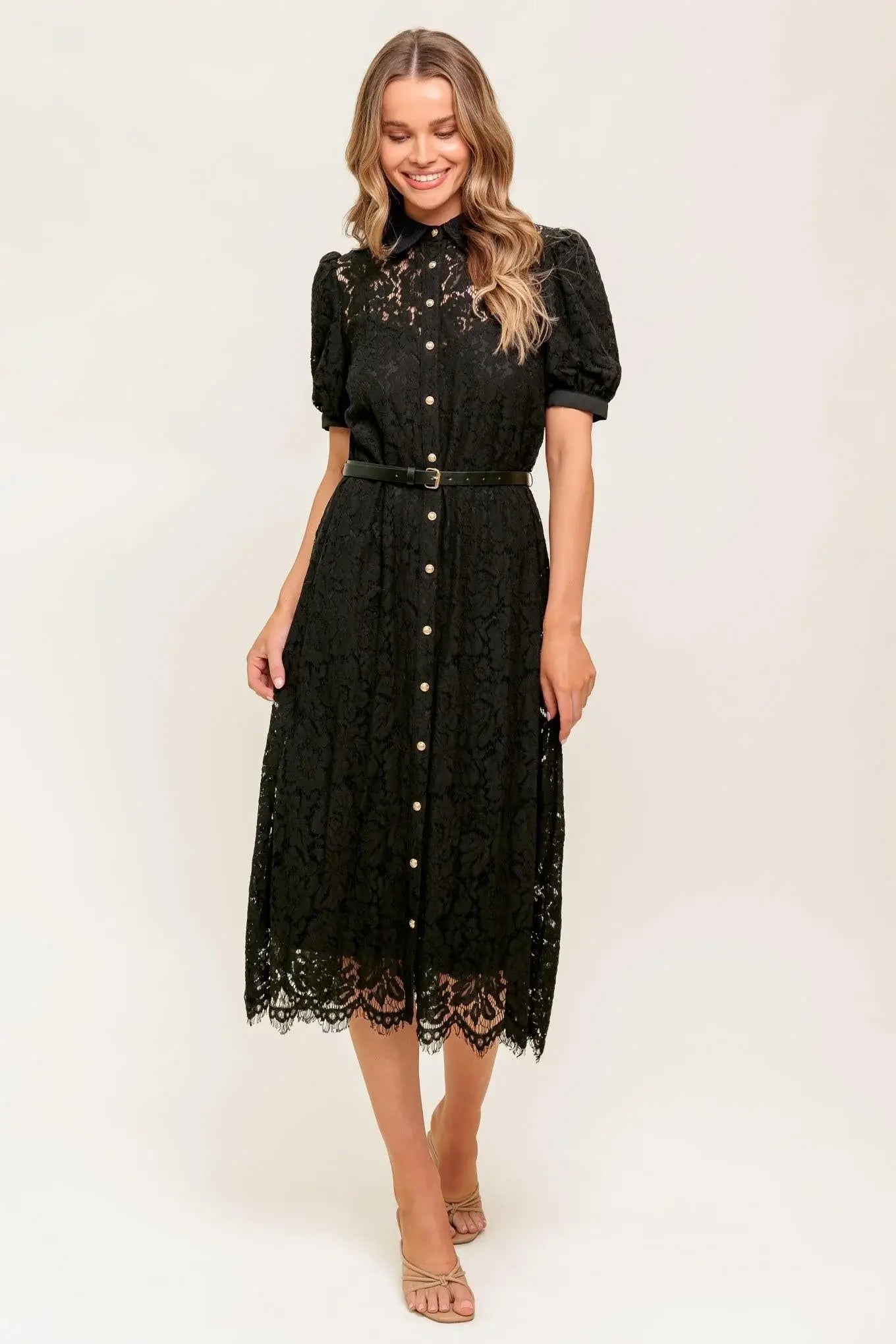 TIMID TO TENACIOUS WOVEN LACE SHIRT DRESS - Flying Tomato - Flyclothing LLC