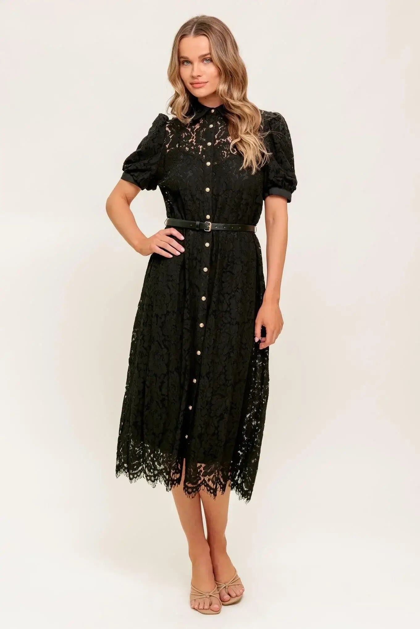 TIMID TO TENACIOUS WOVEN LACE SHIRT DRESS - Flying Tomato - Flyclothing LLC