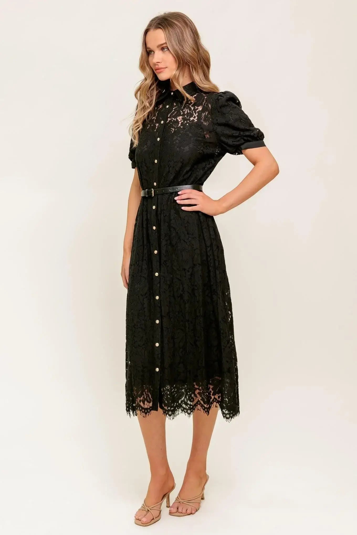 TIMID TO TENACIOUS WOVEN LACE SHIRT DRESS - Flying Tomato - Flyclothing LLC
