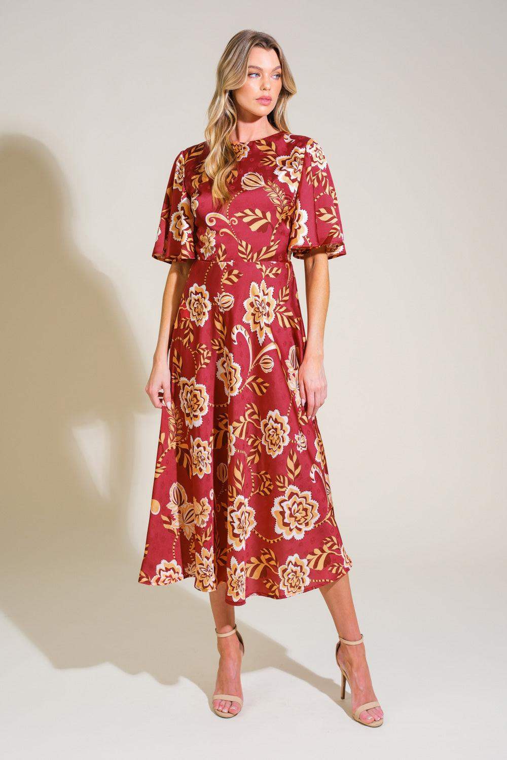 TOTAL FRILL WOVEN MIDI DRESS - Flying Tomato - Flyclothing LLC