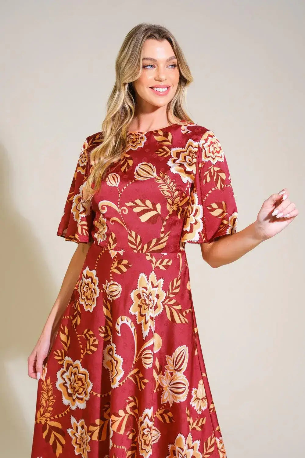 TOTAL FRILL WOVEN MIDI DRESS - Flying Tomato - Flyclothing LLC
