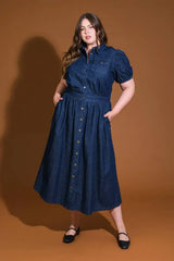 GET THE LOOK DENIM MIDI DRESS - Flying Tomato - Flyclothing LLC