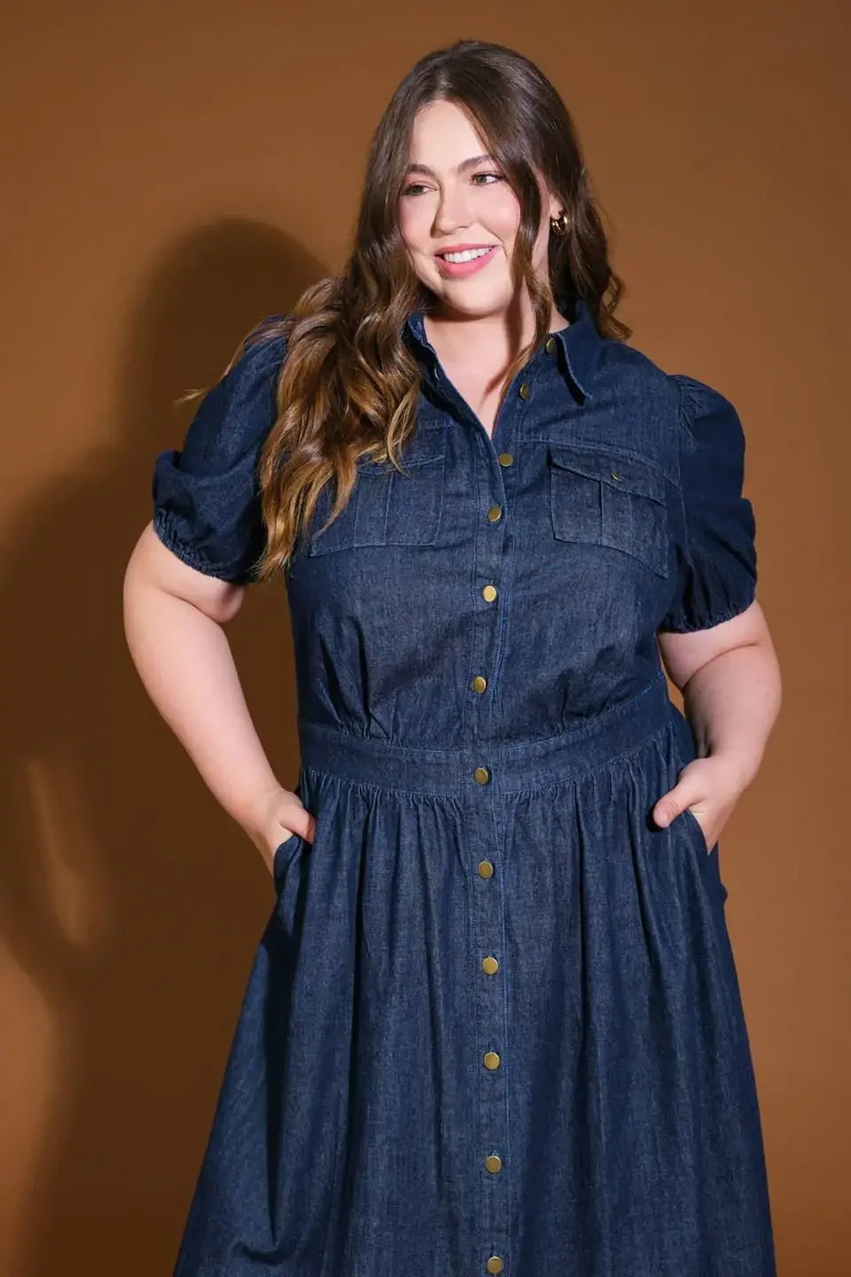 GET THE LOOK DENIM MIDI DRESS - Flying Tomato - Flyclothing LLC