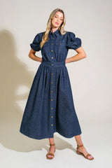 GET THE LOOK DENIM MIDI DRESS - Flying Tomato - Flyclothing LLC