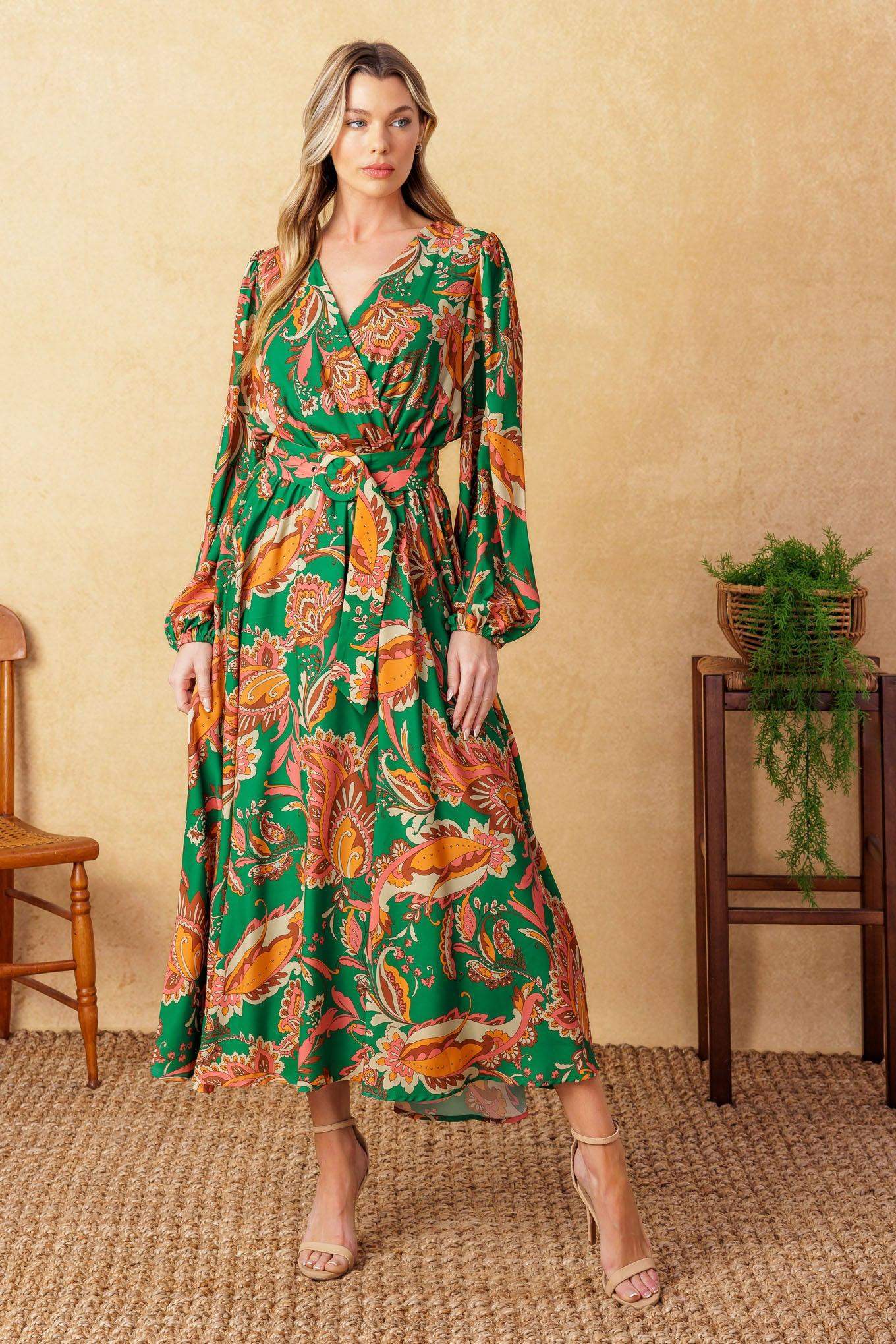 SUNNYSIDE FLORALS WOVEN MIDI DRESS - Flying Tomato - Flyclothing LLC